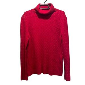 Talbots Outlet Red Cable Knit Turtleneck Sweater Size XL